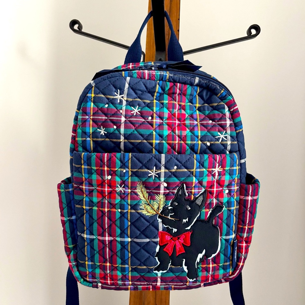 VERA BRADLEY Small Tartan Plaid Scottie Dog Cotton Backpack--NWT